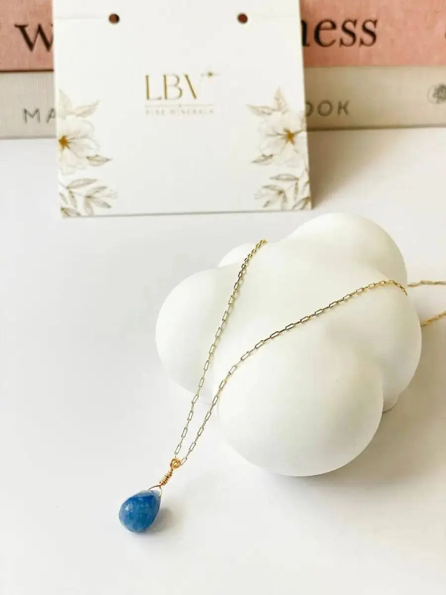 Soul Drop – Teardrop Blue or Green Quartz Crystal Necklace view 4